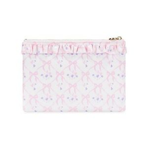 Stoney Clover Lane High Tea Printed Ruffle Flat Pouch in Sugar Cube Brand New